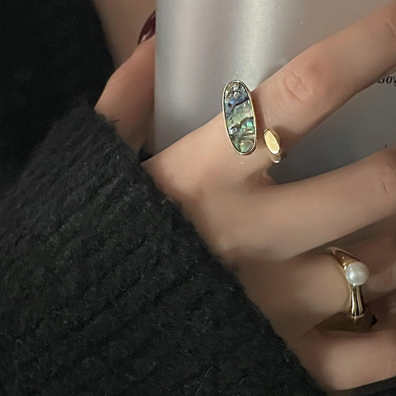 Abalone Shell Adjustable Ring/ Pearl Adjustable Ring