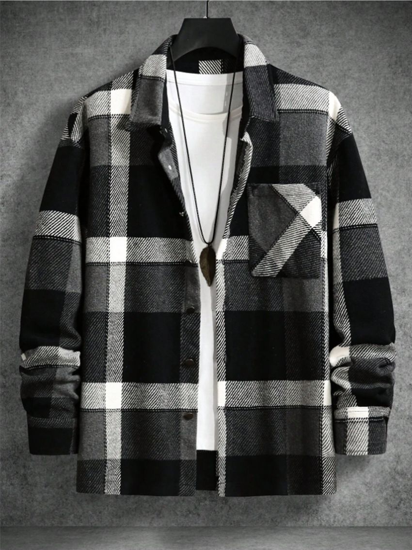 Men's Plaid Long Sleeve Button Down Slim Fit Shirt