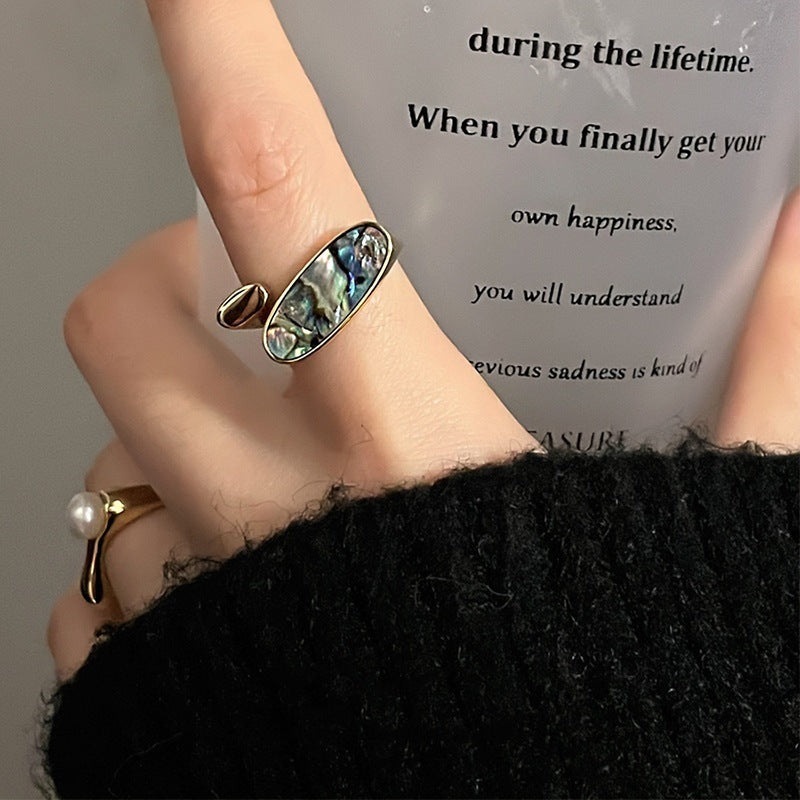 Abalone Shell Adjustable Ring/ Pearl Adjustable Ring