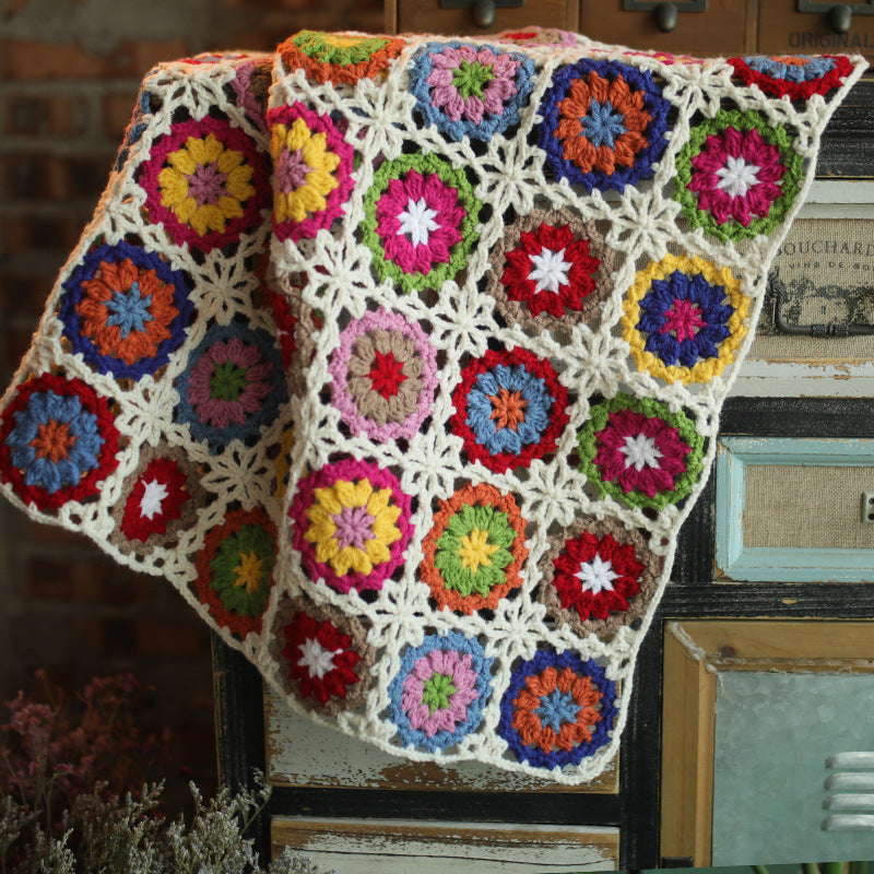 Multicolor Circles Crocheted Blanket