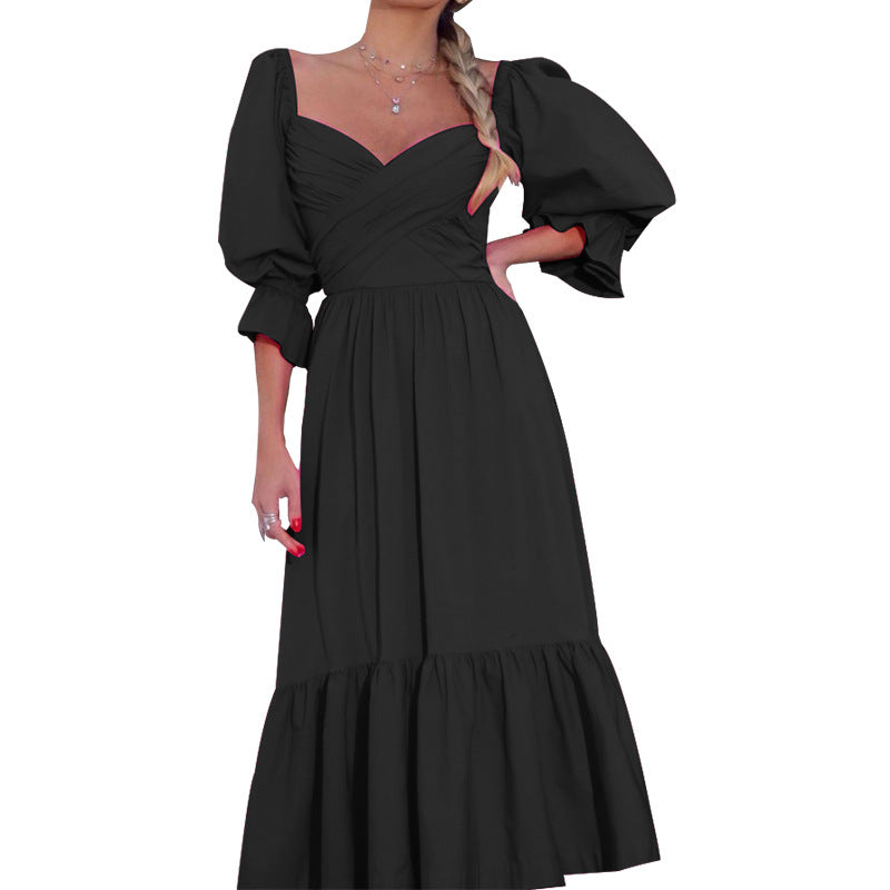 Ruched Puff Sleeve Dress