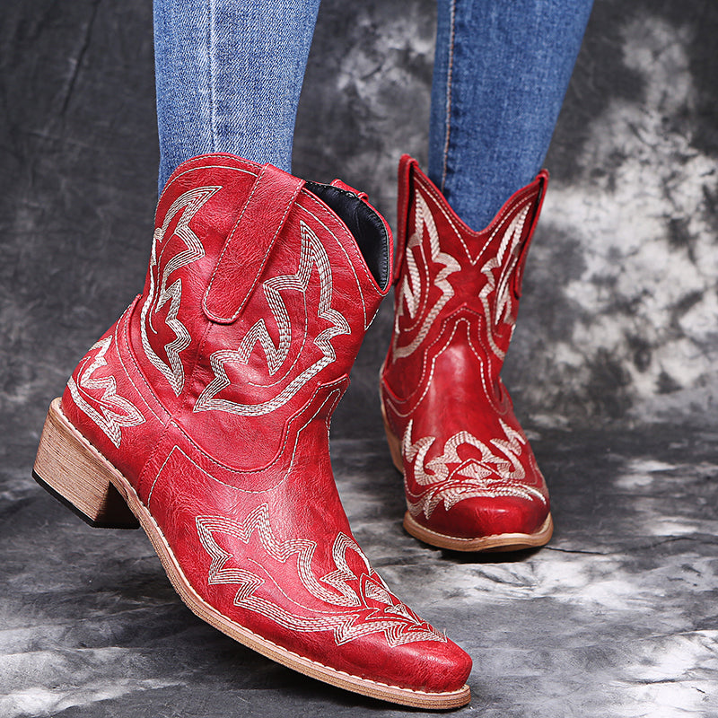 Western Stitched Cowgirl Ankle Boot