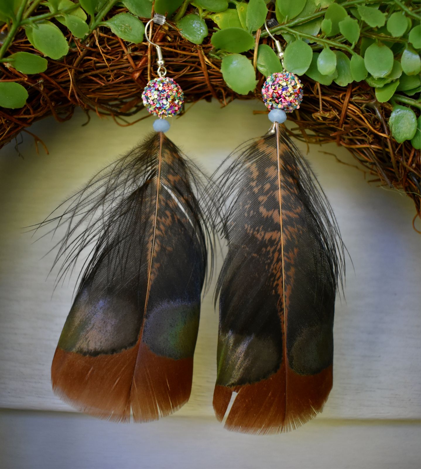 Confetti Turkey Feather Earrings