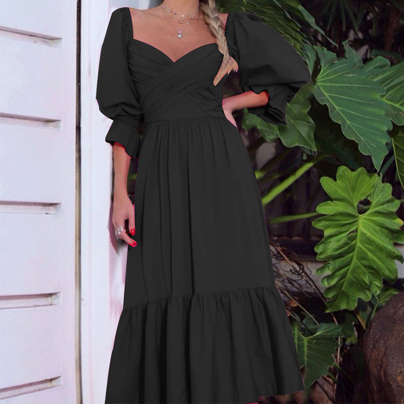 Ruched Puff Sleeve Dress