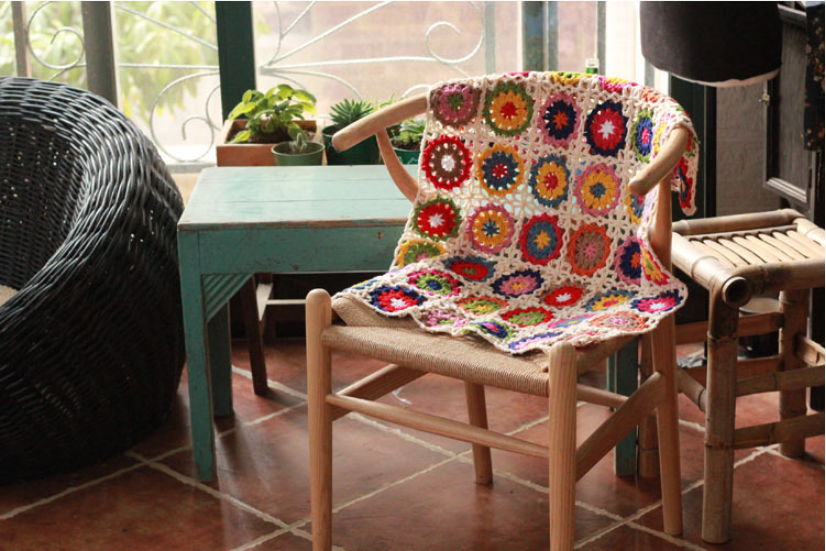 Multicolor Circles Crocheted Blanket