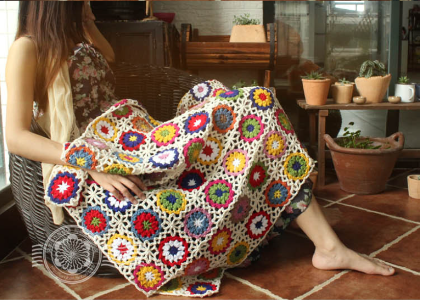 Multicolor Circles Crocheted Blanket