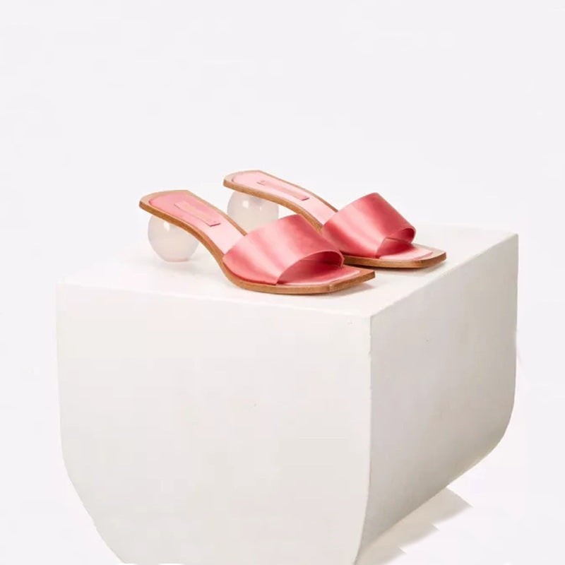 Glass Ball Satin Kitten Heel