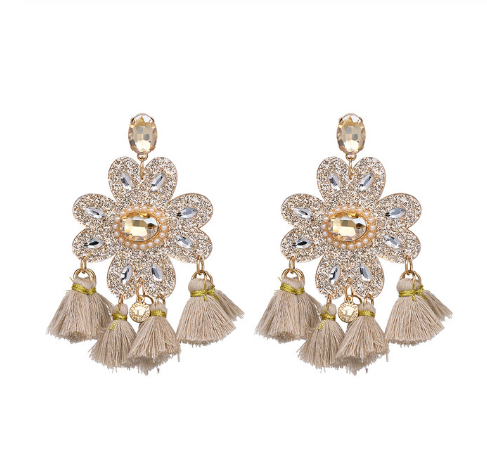 Jeweled Tassel Dangle Earrings