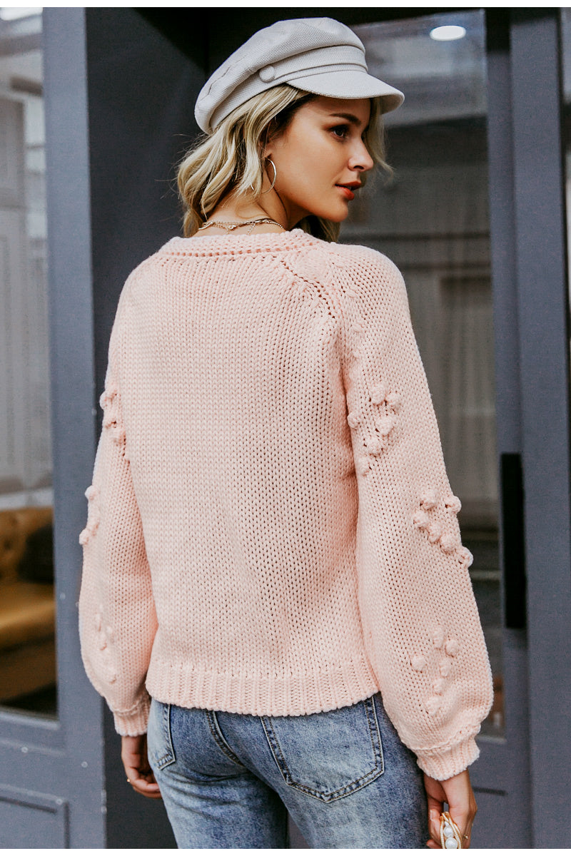 I Heart You Puff Sleeve Knit Sweater