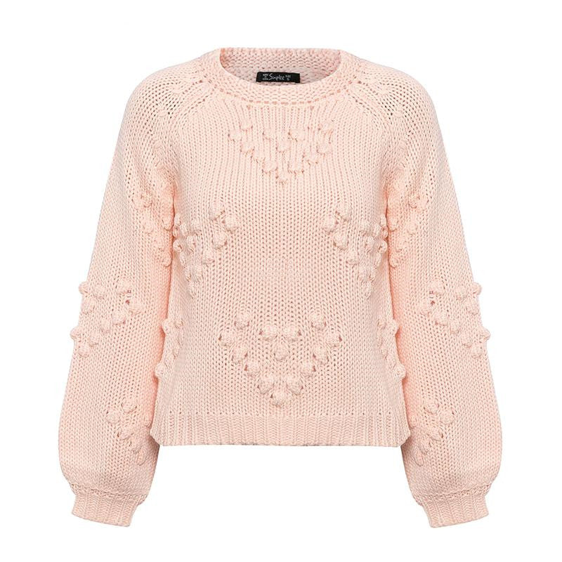 I Heart You Puff Sleeve Knit Sweater