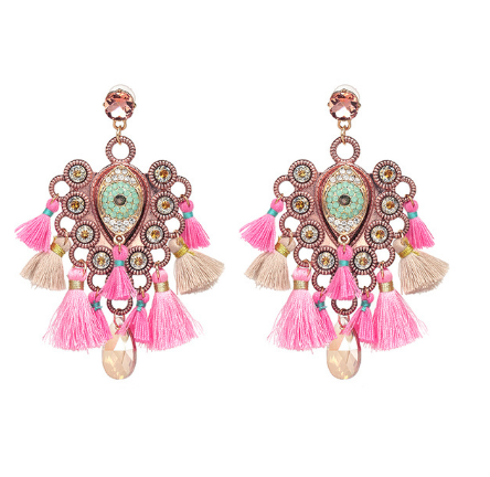 Jeweled Tassel Dangle Earrings
