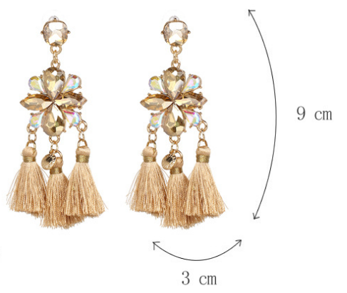Jeweled Tassel Dangle Earrings
