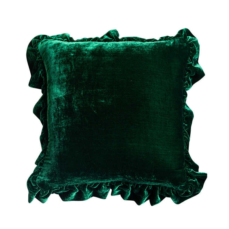 Velvet Ruffle Decorative Throw Pillow