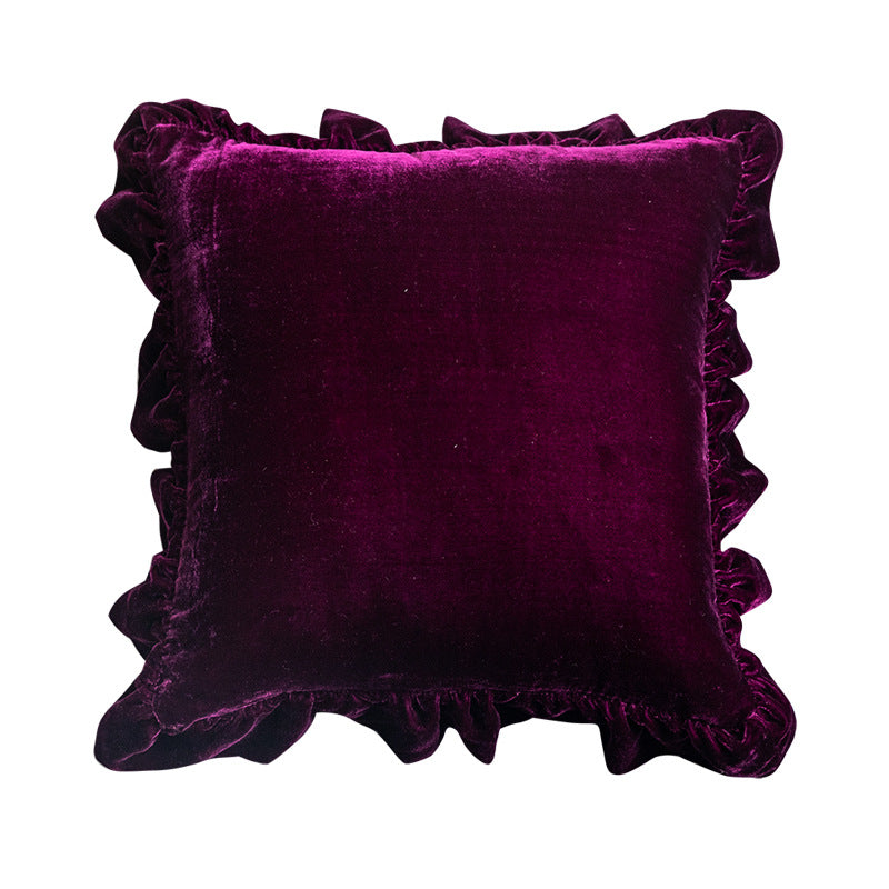 Velvet Ruffle Decorative Throw Pillow