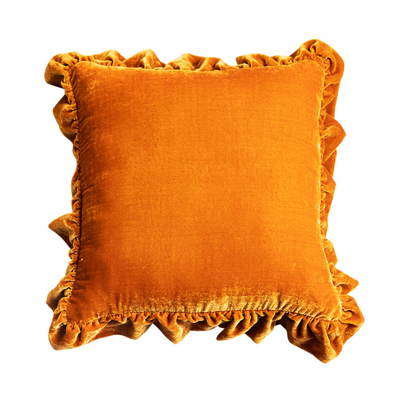 Velvet Ruffle Decorative Throw Pillow