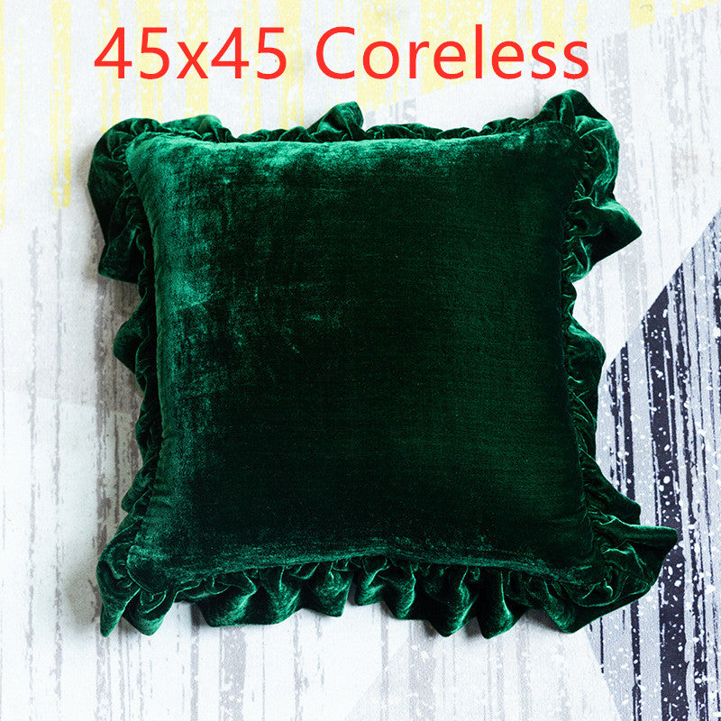 Velvet Ruffle Decorative Throw Pillow