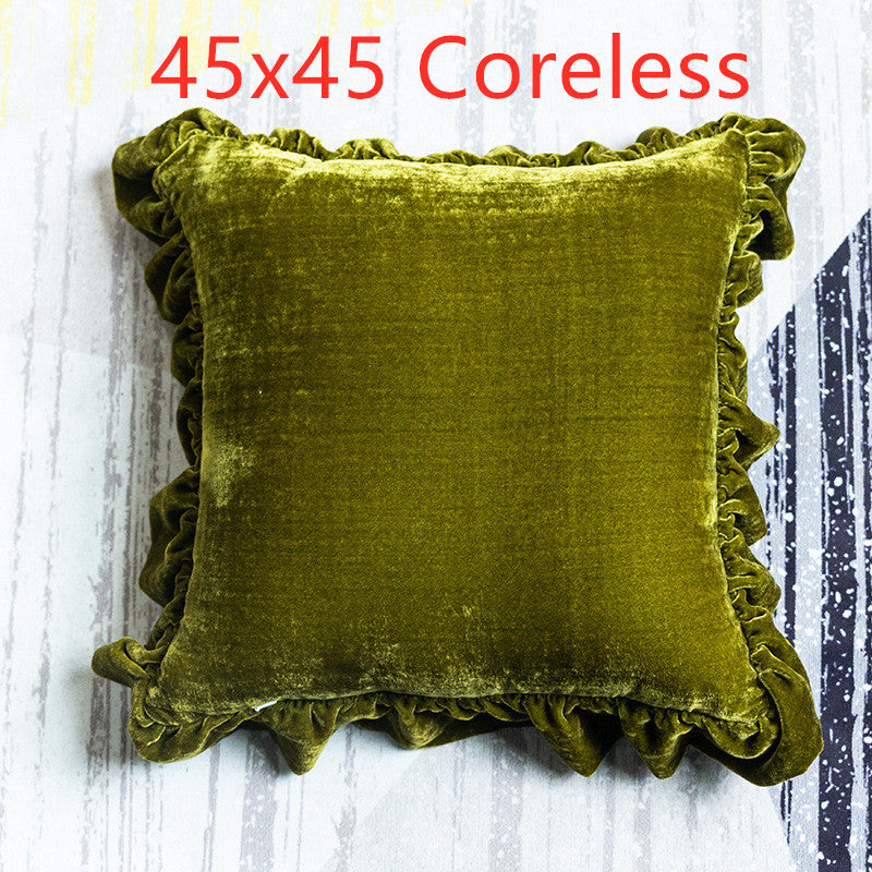 Velvet Ruffle Decorative Throw Pillow