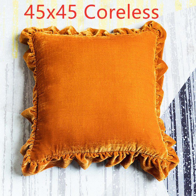 Velvet Ruffle Decorative Throw Pillow