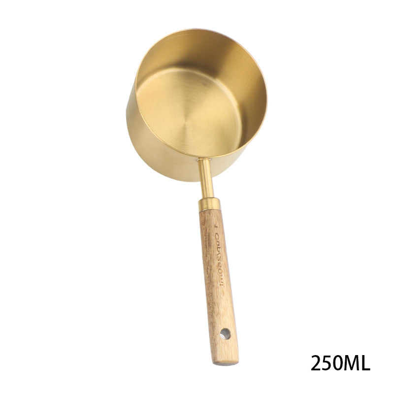 Stainless Steel & Wood Measuring Cups & Spoons in ML & Cup Measurements