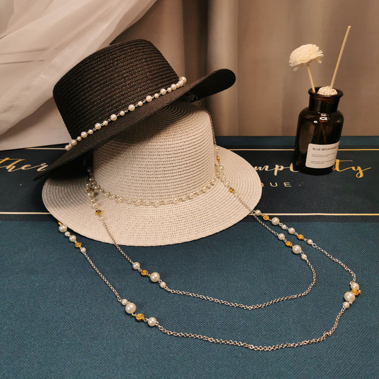 Beaded Chain Straw Hat