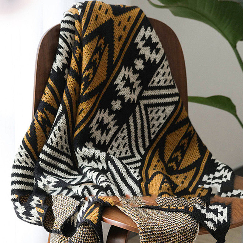 Bohemian Khaki Blanket, Bohemian Pumpkin and Peppercorn Blanket