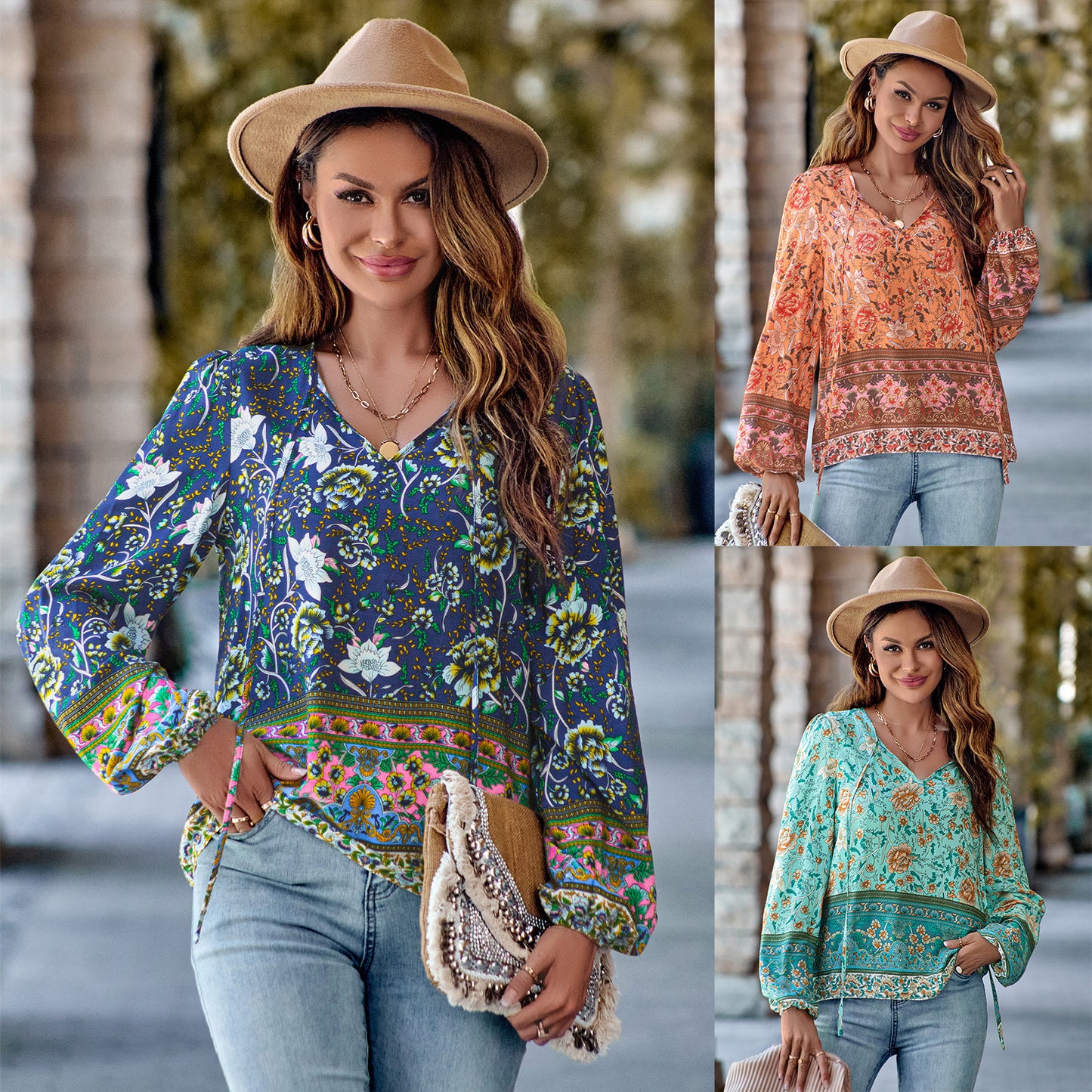 Boho Floral Long Sleeve Top
