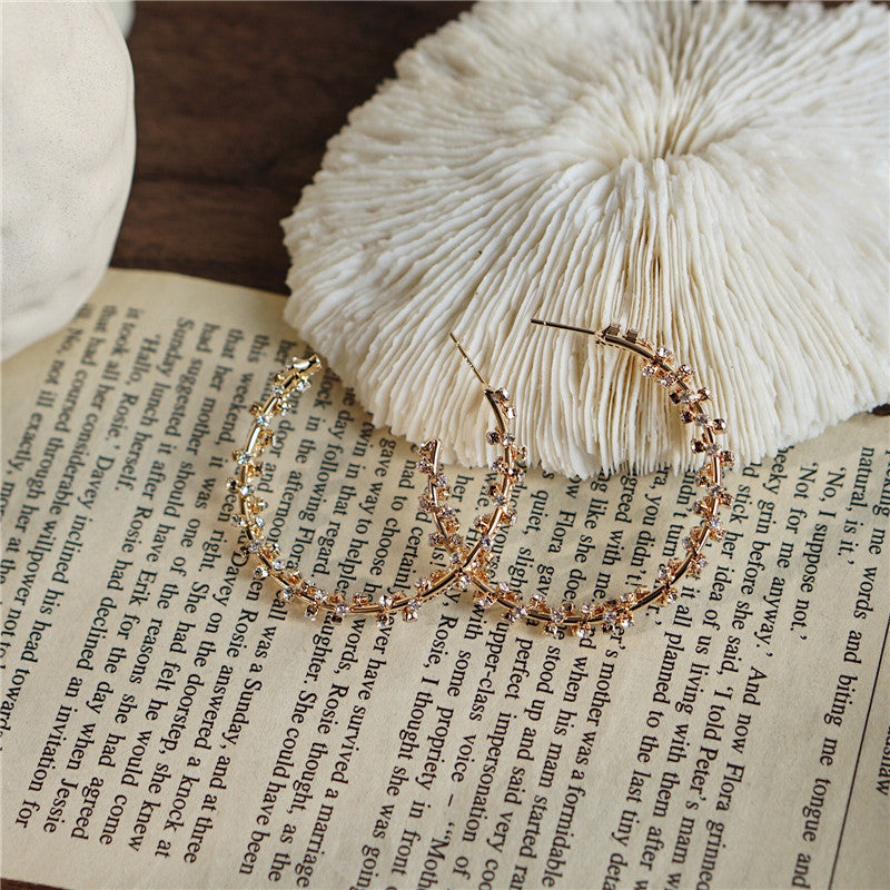 Rhinestone Wrapped C Hoop Earrings