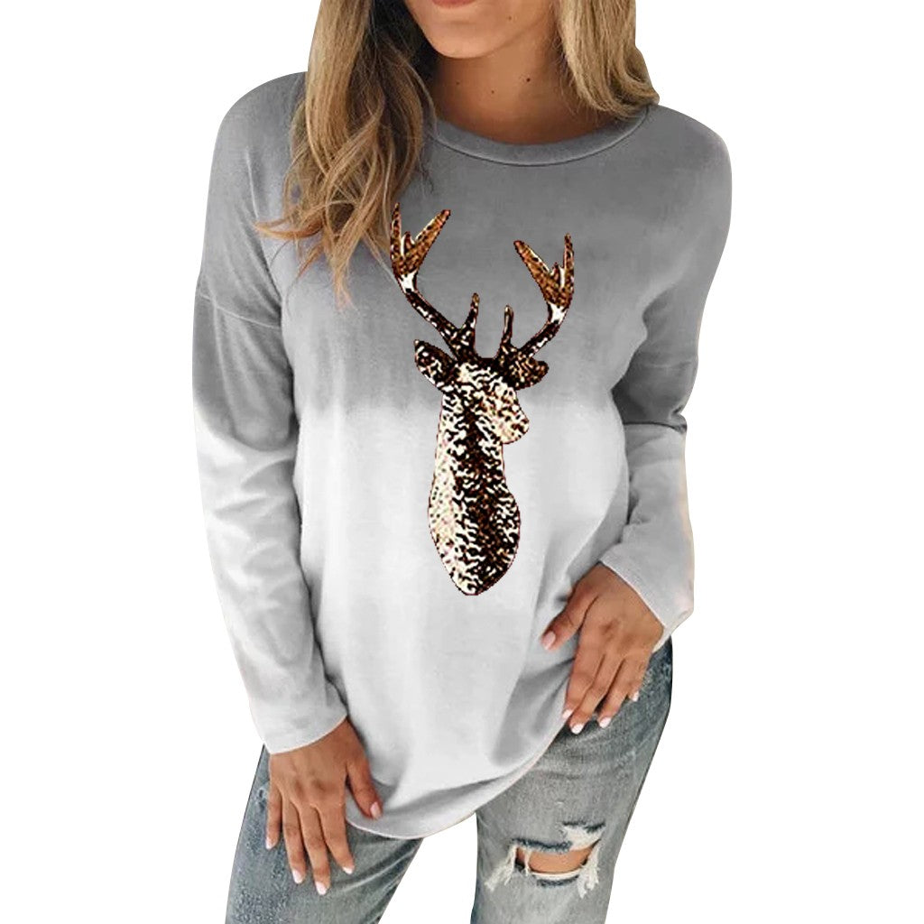 Sequin Deer Gradient Long Sleeve