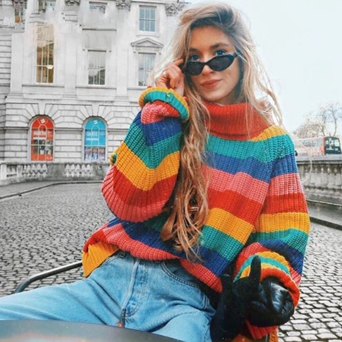 Multicolor Striped Knit Sweater
