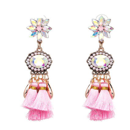 Jeweled Tassel Dangle Earrings