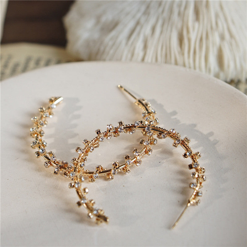 Rhinestone Wrapped C Hoop Earrings