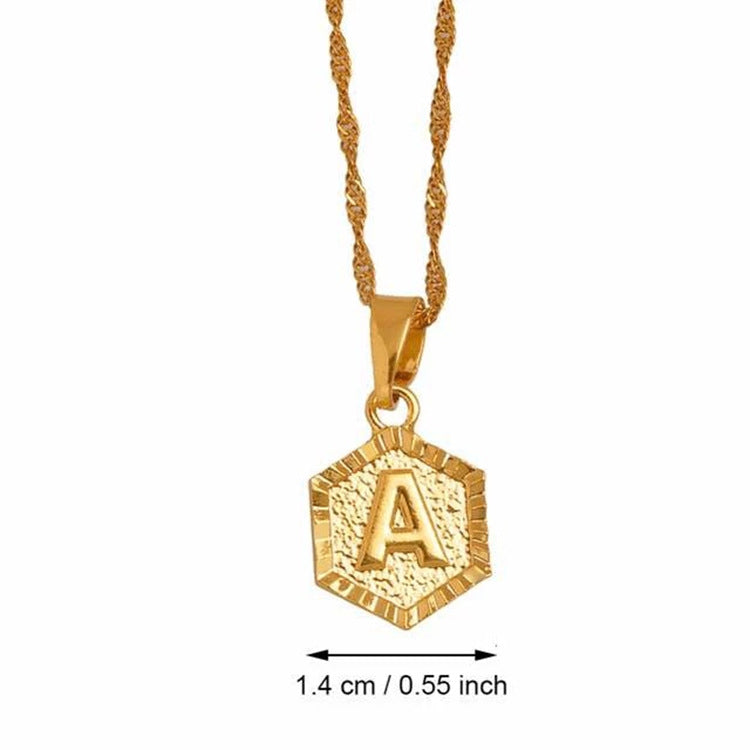 Gold Hexagon Initial Necklace