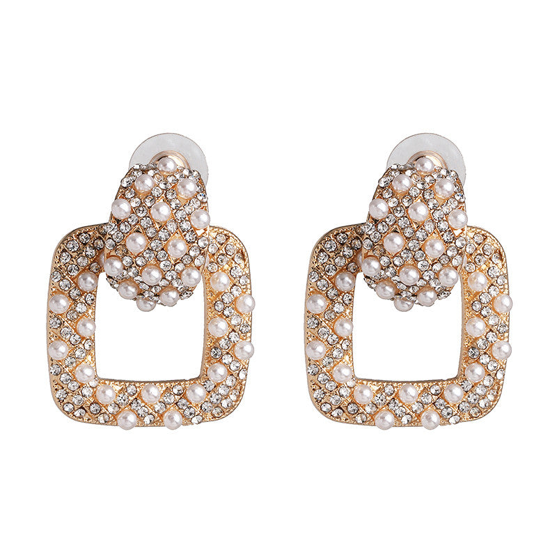 Chandelier Tassel Pearl and Rhinestone Encrusted Statement Earrings