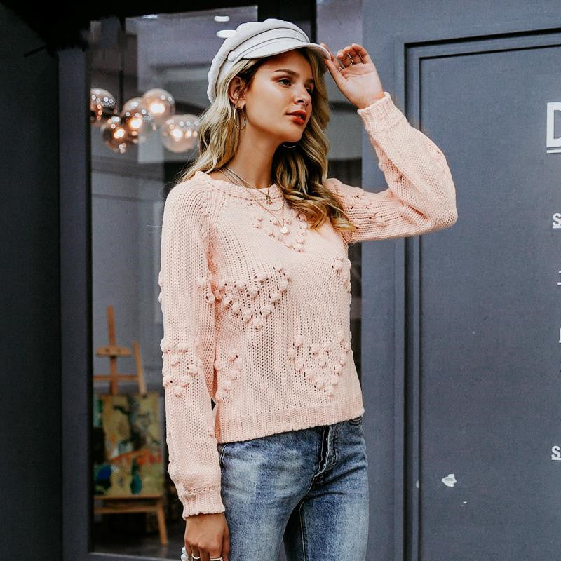 I Heart You Puff Sleeve Knit Sweater