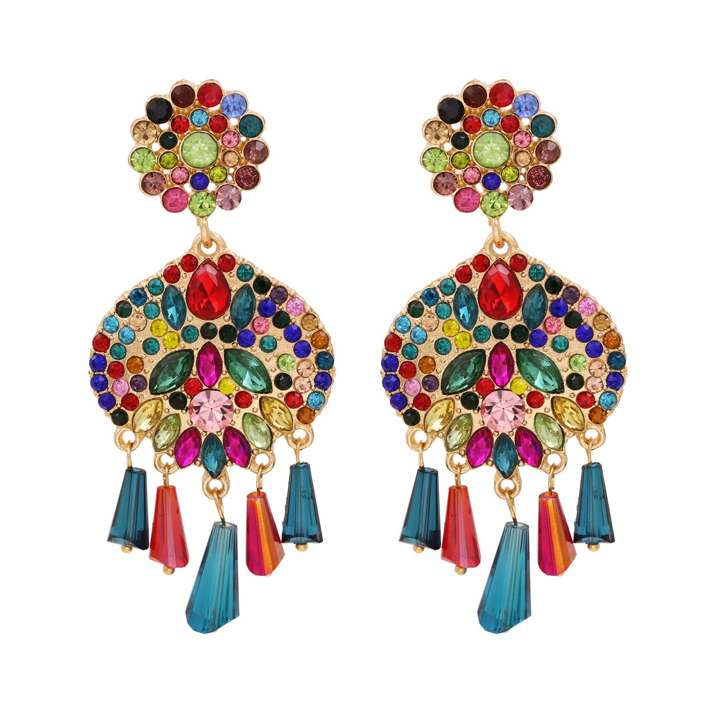 Chandelier Tassel Pearl and Rhinestone Encrusted Statement Earrings