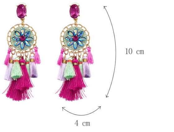 Jeweled Tassel Dangle Earrings