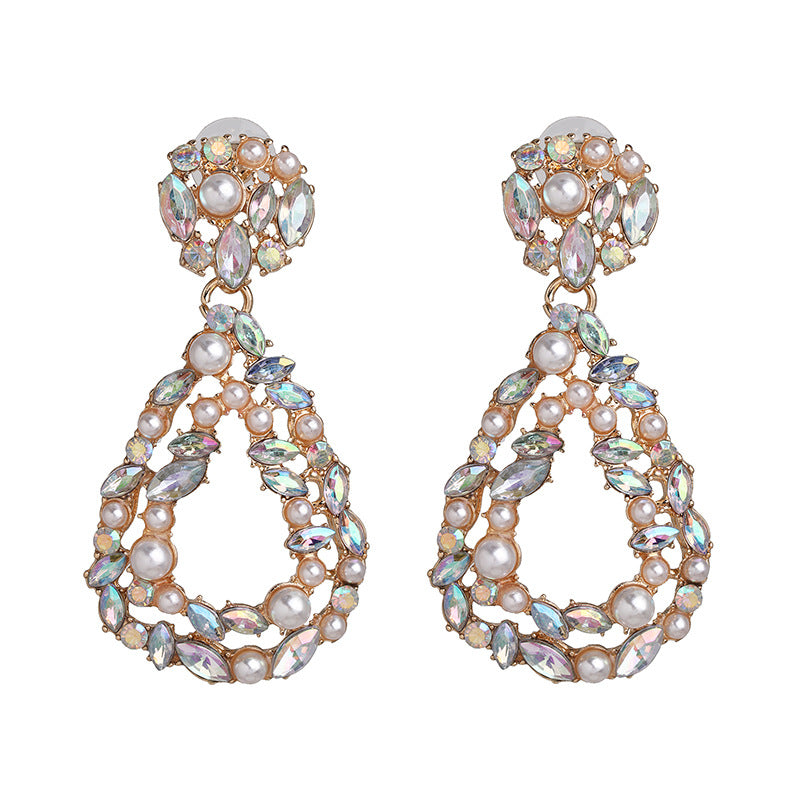 Chandelier Tassel Pearl and Rhinestone Encrusted Statement Earrings
