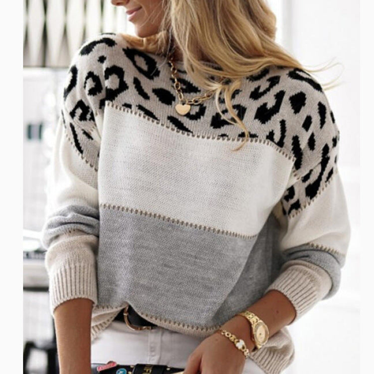 Leopard Print Colorblock Sweater