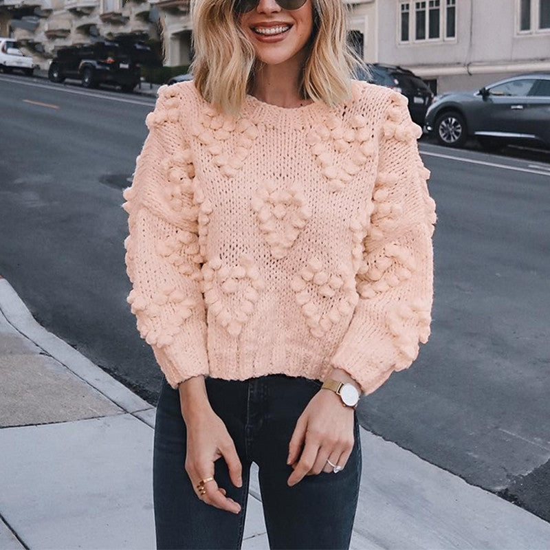 I Heart You Puff Sleeve Knit Sweater