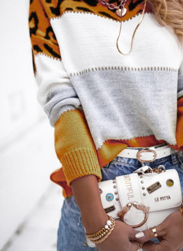 Leopard Print Colorblock Sweater