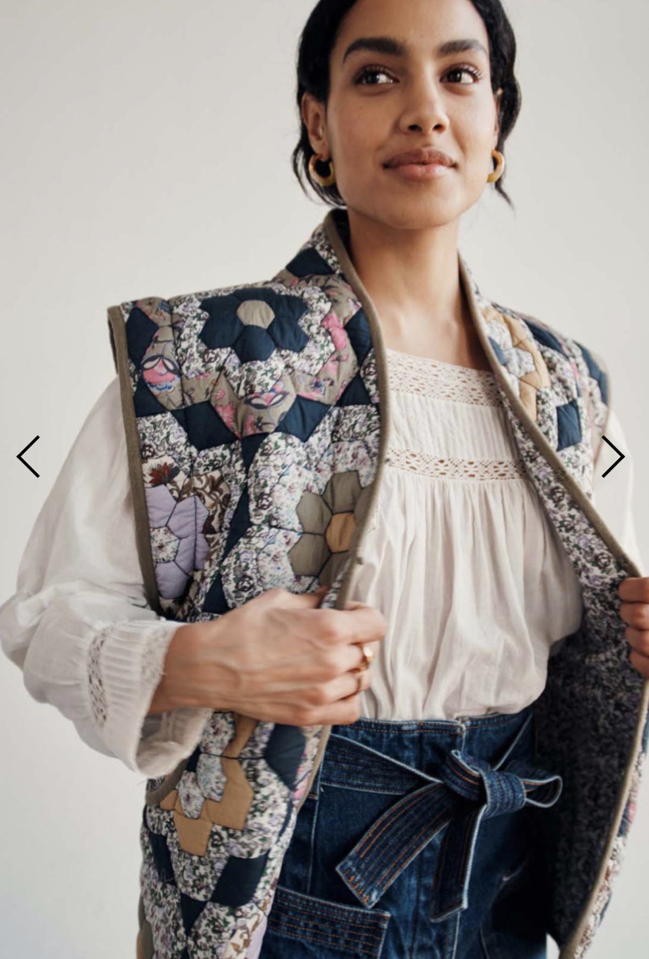 Floral Quilt Coat Vest Removable Sleeve