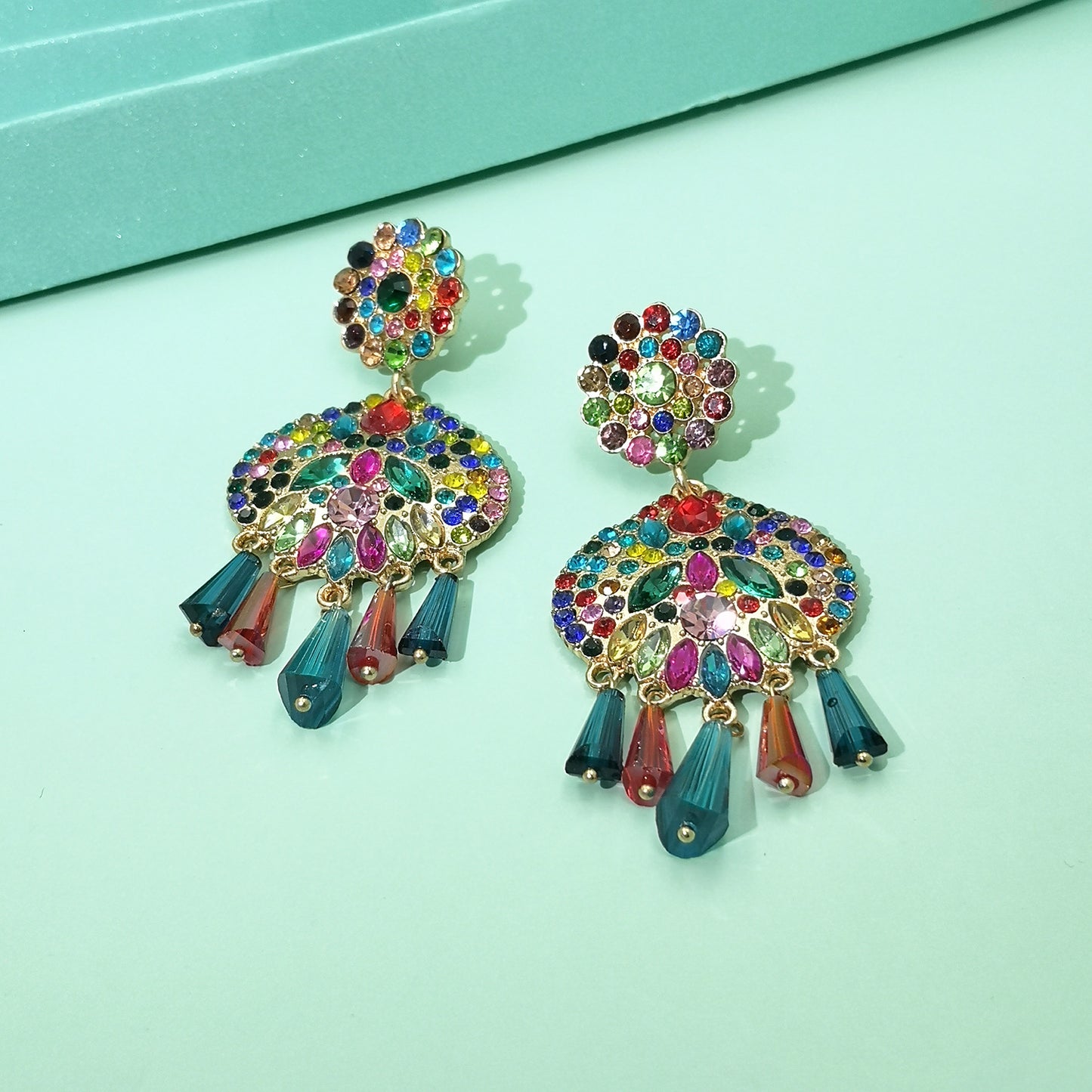 Chandelier Tassel Pearl and Rhinestone Encrusted Statement Earrings
