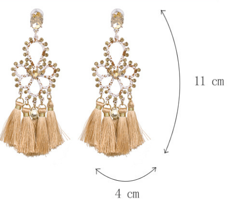 Jeweled Tassel Dangle Earrings