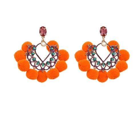 Jeweled Tassel Dangle Earrings