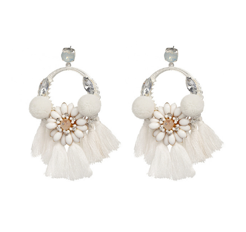 Jeweled Tassel Dangle Earrings