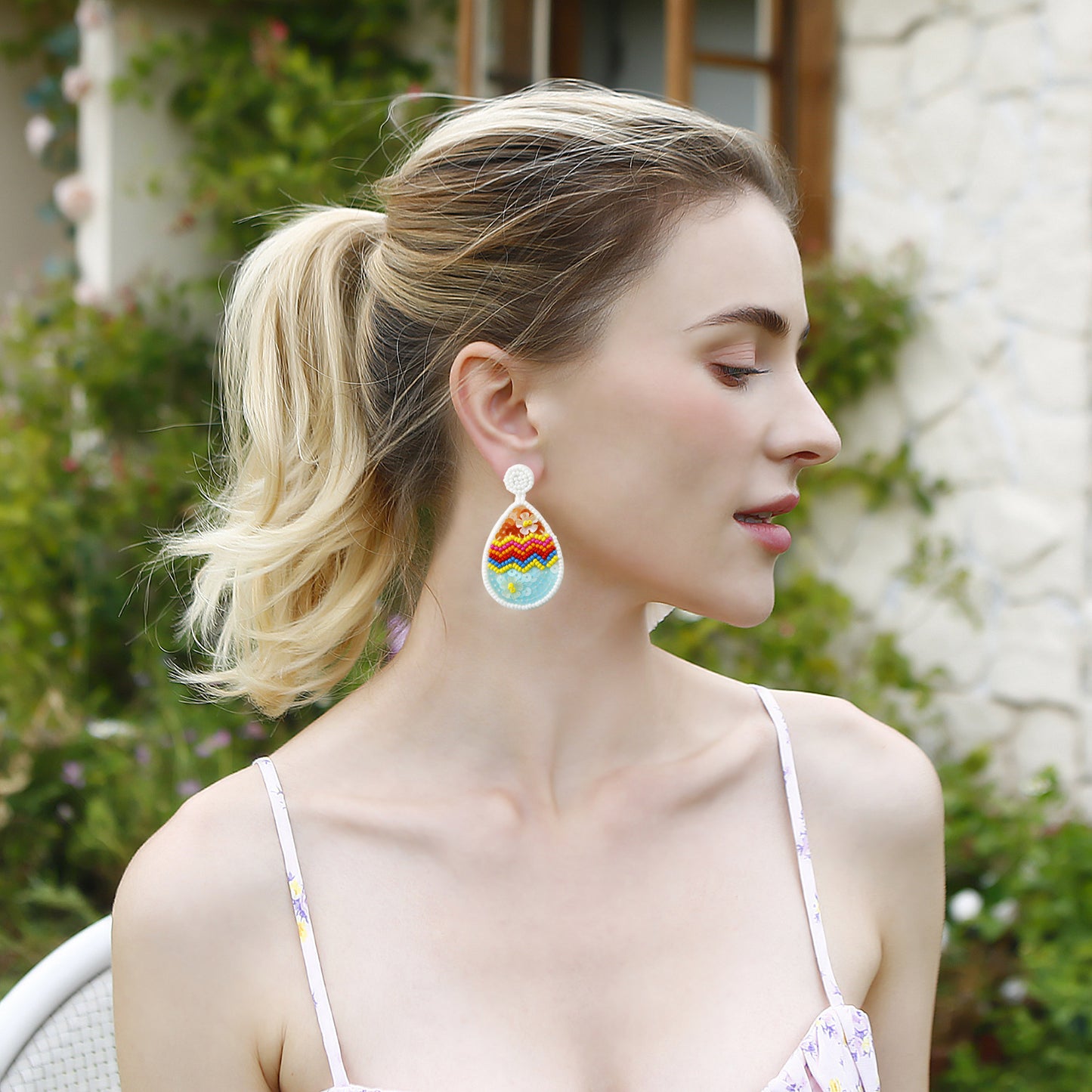 Beaded Colorful Easter Earrings