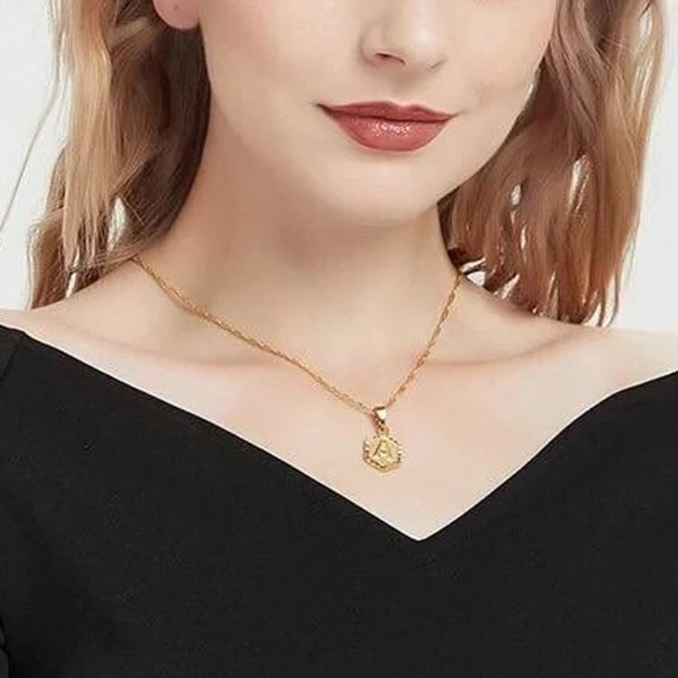 Gold Hexagon Initial Necklace