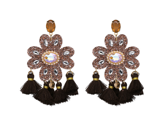 Jeweled Tassel Dangle Earrings