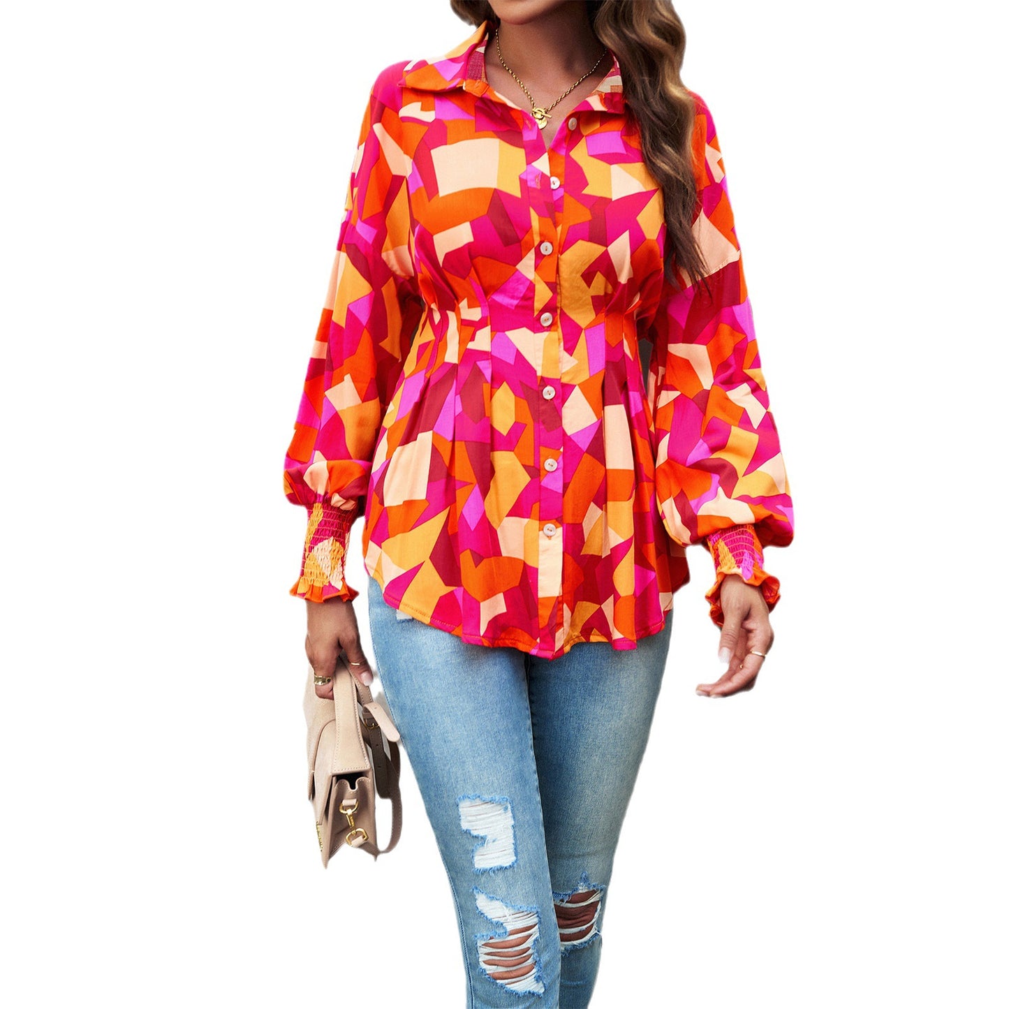 Empire Waist Long Sleeve Button Down