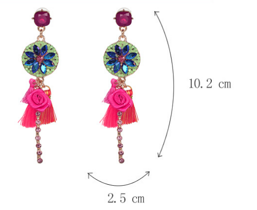 Jeweled Tassel Dangle Earrings